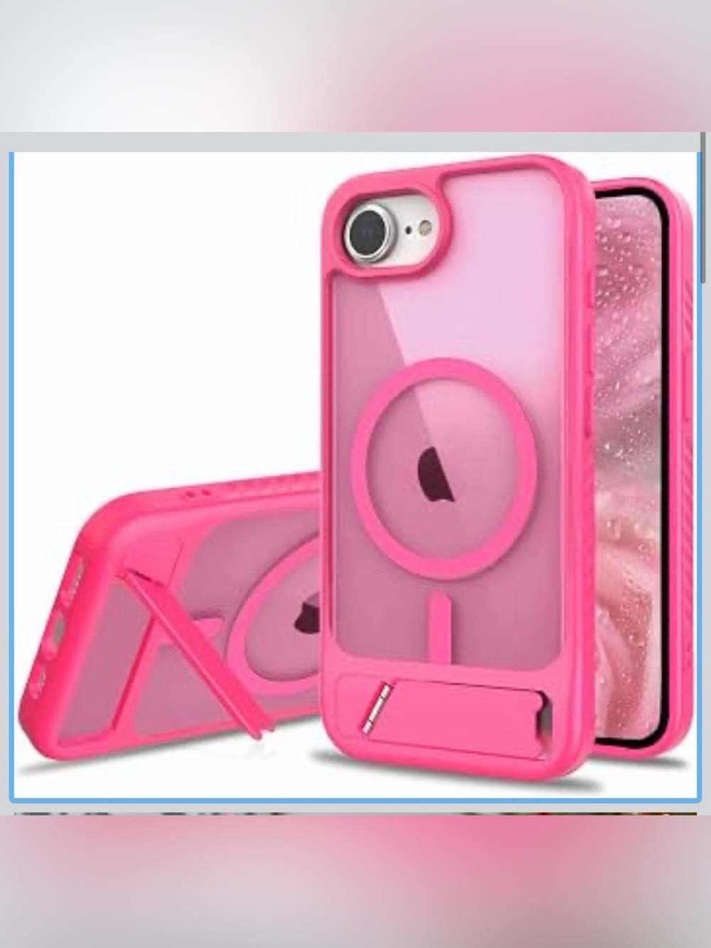 Pink Protective Phone Case with Stand and MagSafe Compatibility